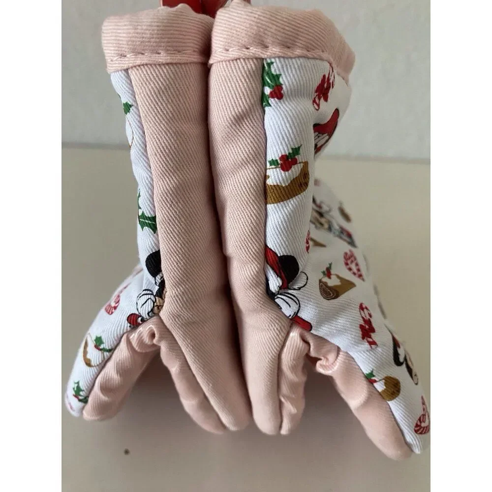 2 Pk Disney Minnie Mouse Mini Oven Mitts Christmas‎ Holiday Yule Log Candy Canes